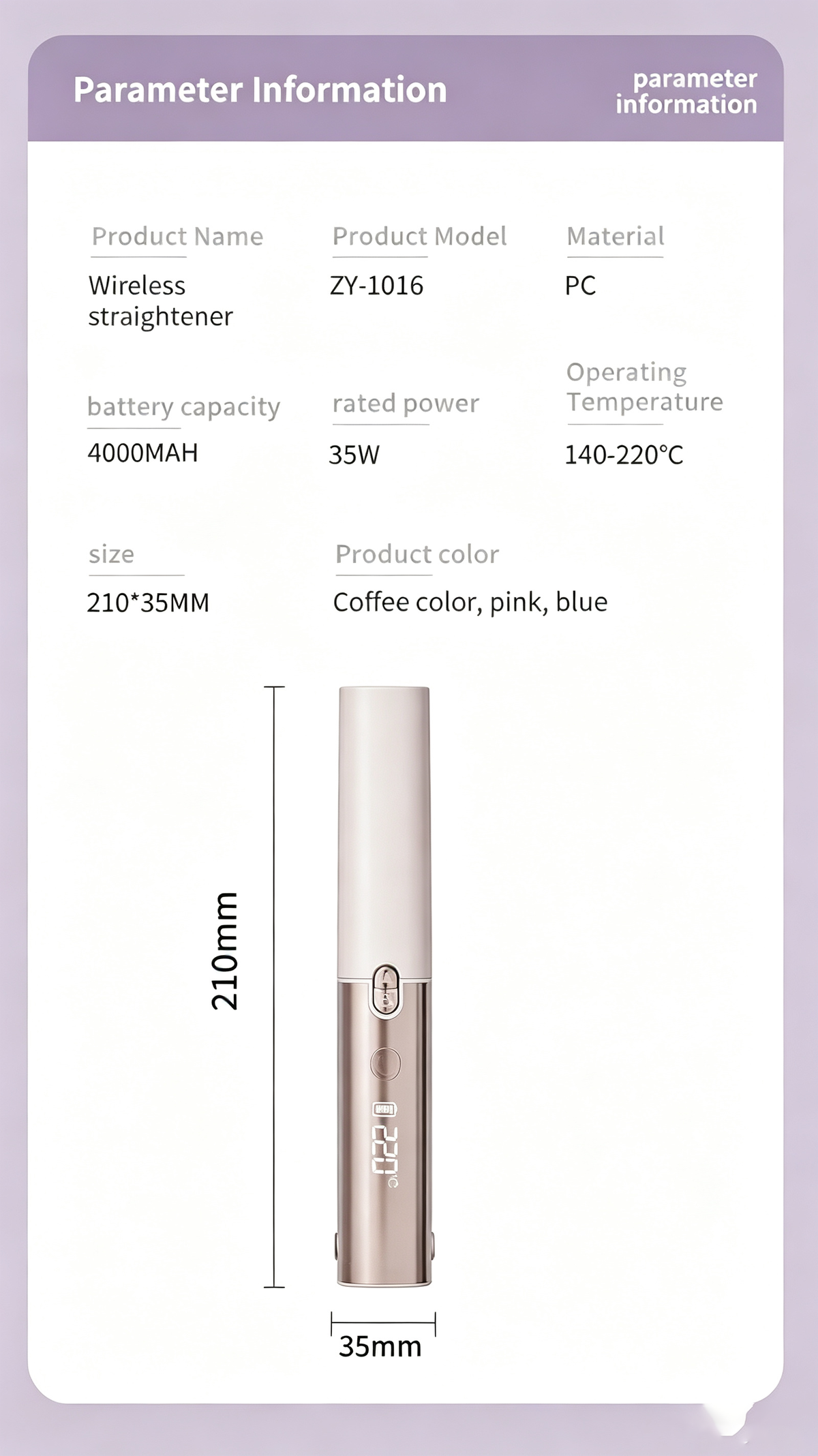 Rechargeable Cordless Mini Hair Straightener