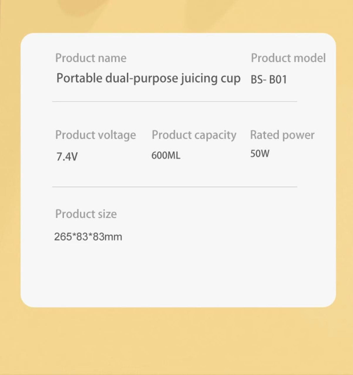 Portable USB‑Rechargeable Juicer Blender Cup